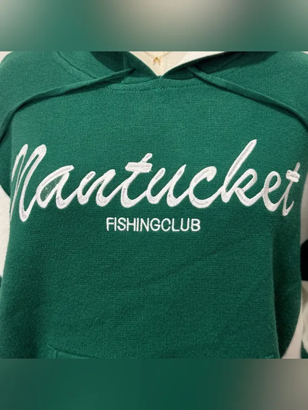 Anthropologie Daily Practice Nantucket Knit Hooded Sweatshirt XS Green Coastal - Image 7