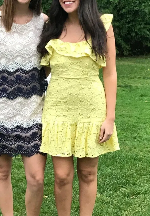 Lulus Yellow Ruffled Eyelet Lace Sleeveless Dress - Image 3