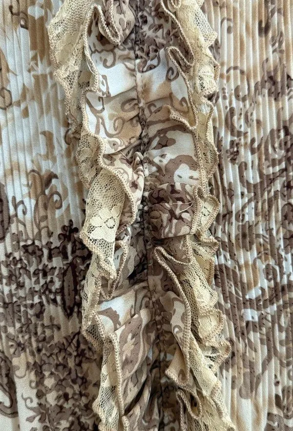 Y2K inspired Cato Floral Sheer Ruffle Paisley Blouse Size Large - Image 5
