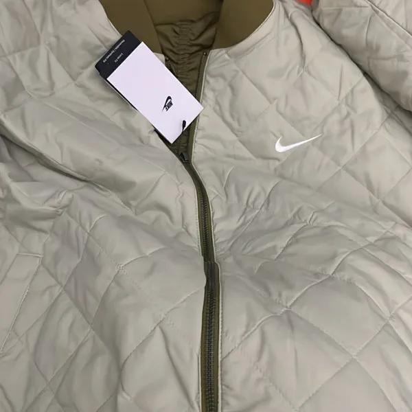 Nike olive green reversible varsity bomber jacket XL - Image 9