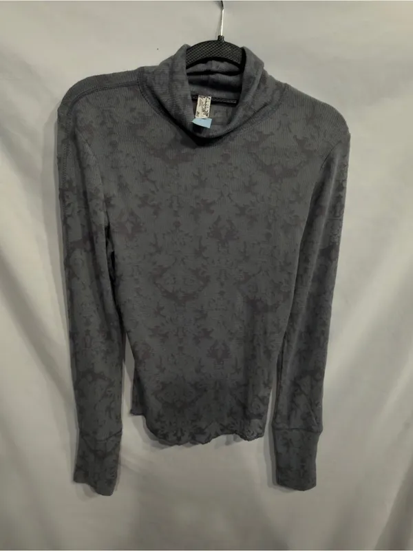 Free People Intimately You and I Gray/black Long Sleeve Turtleneck Top Small NEW - Image 7