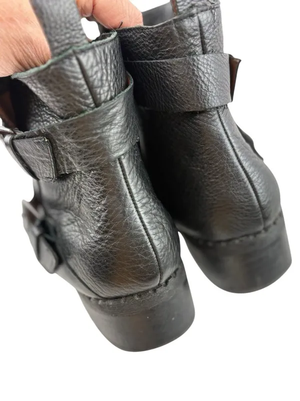 Gentle Souls Benton Moto Boots Womens Size 10 Black Pebbled Leather Combat Ankle - Image 5