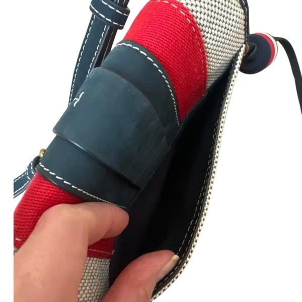 Tory Burch Maritime Stripe Crossbody Canvas Red‎ Ivory Nautical - Image 10