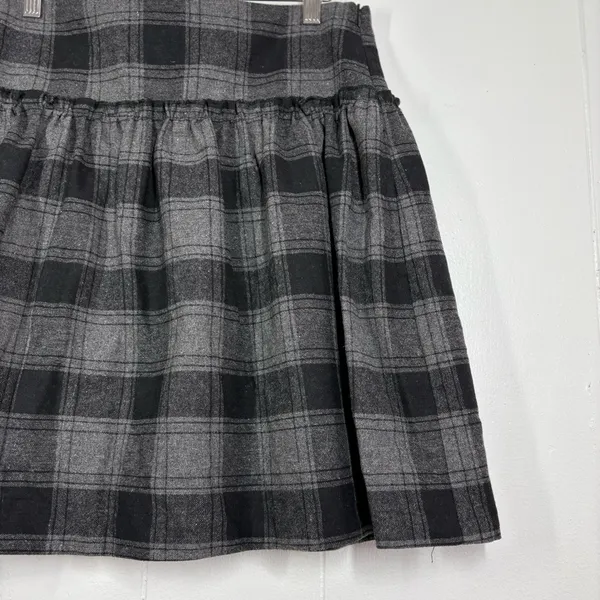 Vintage USA Aqua Plaid Skirt Academia Punk Goth Pin Up Retro Black Gray Mini M - Image 2