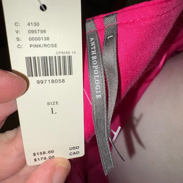 Anthropologie NWT plunge drop waist A-line mini dress Pink‎ Square Neck Size L - Image 8