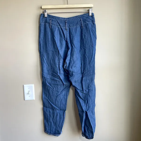 Indigo Rein paperbag style jean‎ trousers women's size M tencel pockets pull on - Image 4