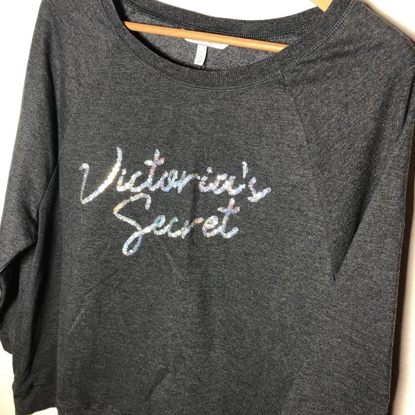 Victoria’s Secret Charcoal Gray Sequin Sweatshirt - Image 3