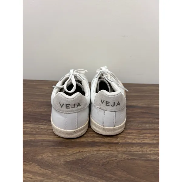 Veja Esplar White Leather Low Top Sneakers Womens Size 9 EU 40 Grey Suede Tab‎ - Image 2