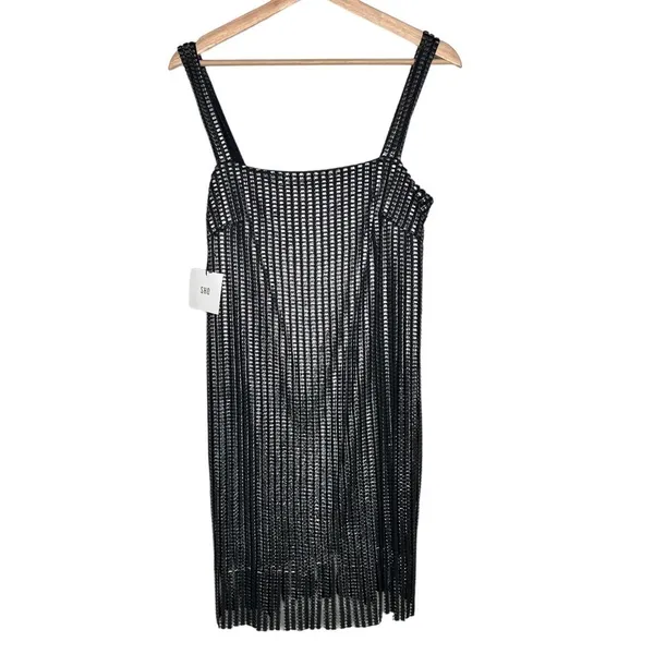 New Women’s Sho By Tadashi Shoji Metallic Textured Fringe Minidress Size 10 - Image 2