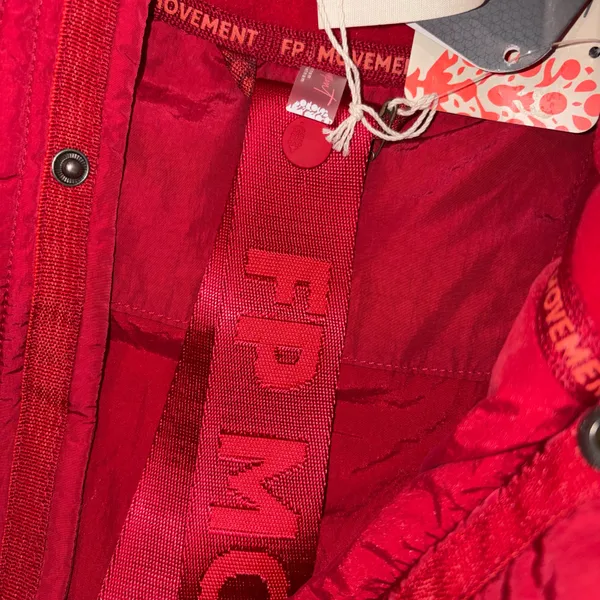 NEW With Tag Free People Movement Cranberry Red Shirr Enough Primaloft Insulated Puffer Coat Jacket Small - Image 8