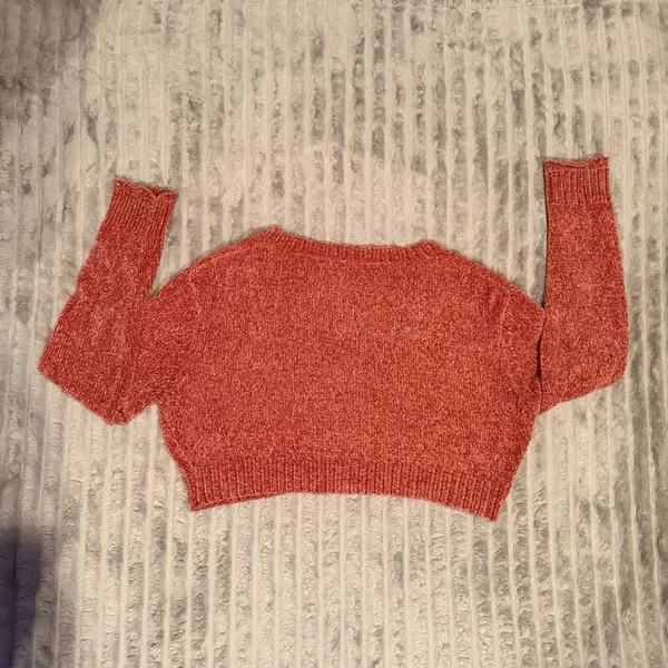 Urban Outfitters Rust Orange Chenille Cropped Cardigan Sweater‎ V-Neck Small - Image 7