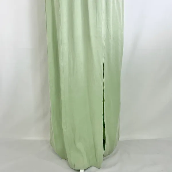 New Topshop Ring Detail Halter Neck Side Slit Maxi Dress Sage Green Size 6 - Image 10