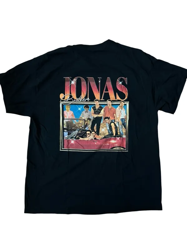 Jonas Brothers I Heart Hot Dads Graphic Tee Concert Tour Fan Merch Black Shirt - Image 3