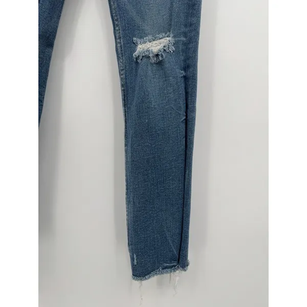 Zara Women’s High Rise Skinny Leg Jeans Size 8 Medium Wash Raw Hem 27 Inseam - Image 5