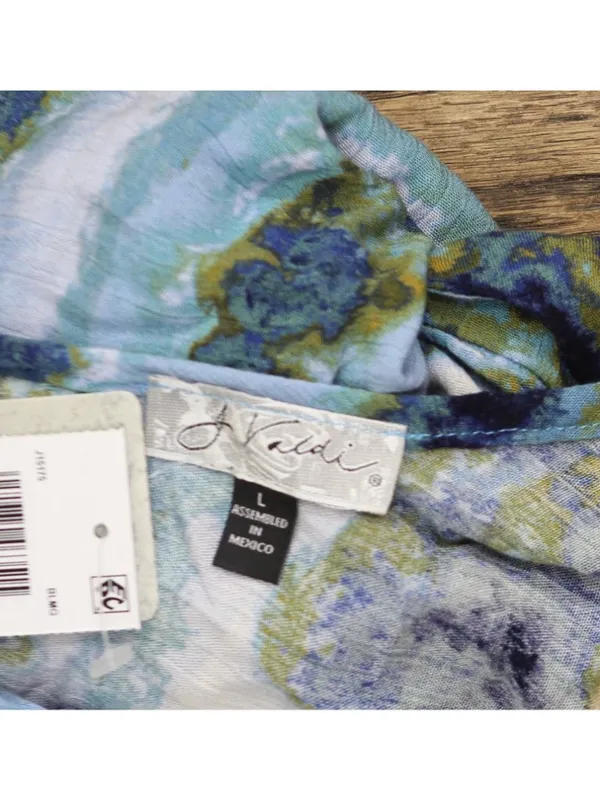 NWT J. Valdi Womens Striped Jumpsuit Swim Cover Up J15175 Blue Multi L - Image 4