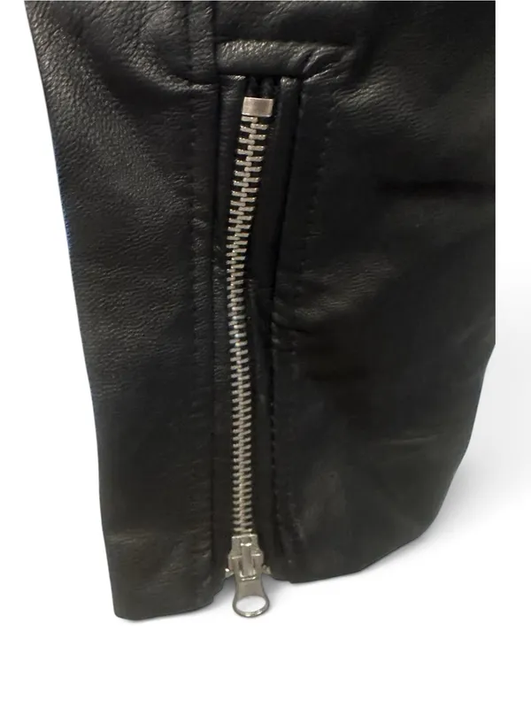 Love Tree Black Faux Leather Moto Jacket with Zip Details - Image 6
