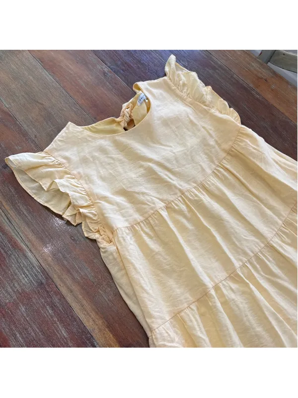 English Factory Butter Yellow Tiered Ruffle Sleeve Maxi Dress Size Large - Image 2