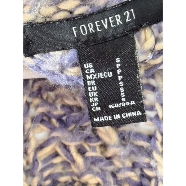 Forever 21 Blue Purple Space Dye Cable Knit‎ Cropped Cardigan Sweater Small - Image 7