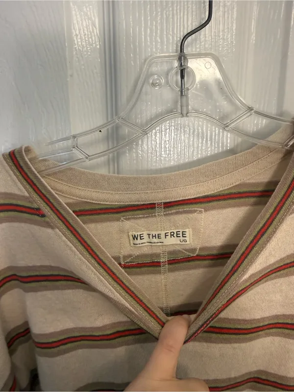 Free People We The Free Nina Stripe Long-Sleeve Tee in Ivory L - Image 6