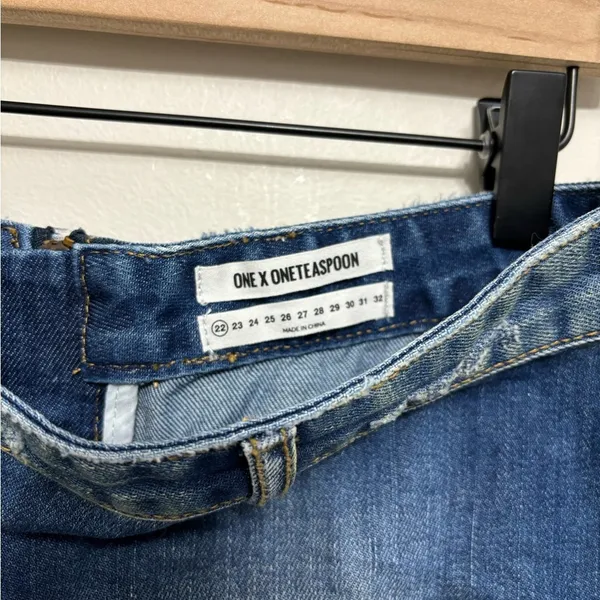 NEW One x One Teaspoon Cult Mini Free Love Denim Skirt - Size 22 - Image 8