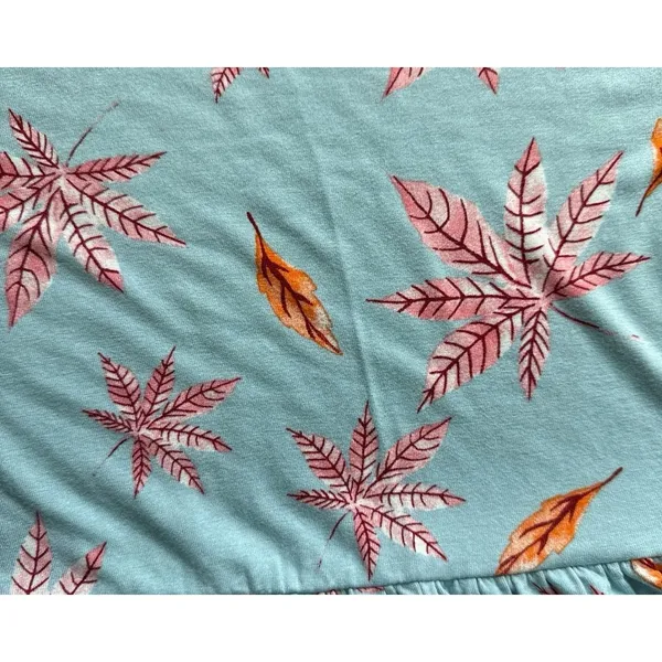 Longyuan Women's Light Blue Leaves Pockets Short Sleeve Dress Size XL‎ - Image 7