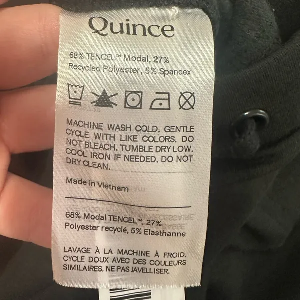 Quince Supersoft Fleece Joggers Womens Size Small Black Pants Lounge Athleisure - Image 5