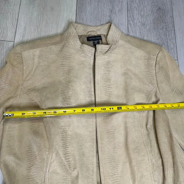Valerie‎ Steven's women's vintage tan leather mock neck moto jacket size xl - Image 5