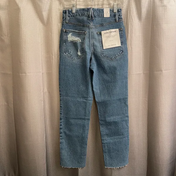 Good American Good Vintage Raw Hem Distressed Pocket Jeans NWT - Image 8