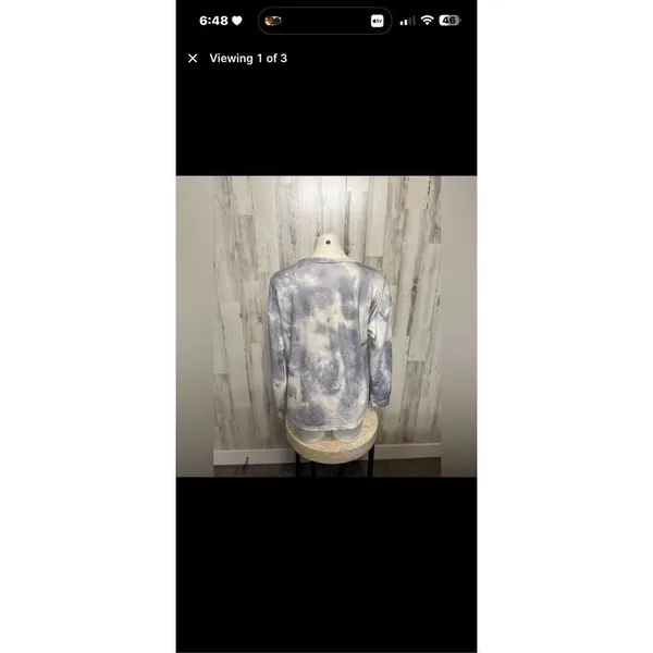 Tie Dye Lounge Set Womens Medium Gray White Sweatshirt Jogger Set Cozy - Image 7