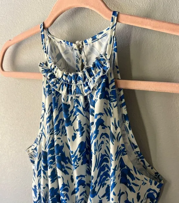 Blue Allover Print Halter Neck Romper Size Small/4 - Image 11