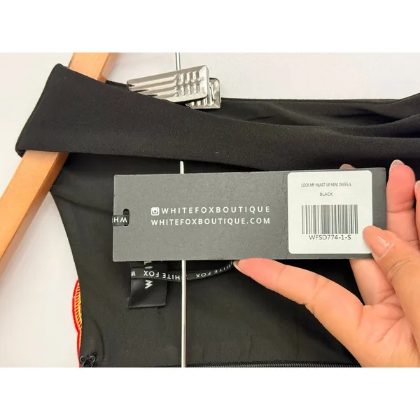 White‎ Fox Boutique NEW Lock My Heart Up Mini Dress Black Instagram Miami Monaco - Image 7
