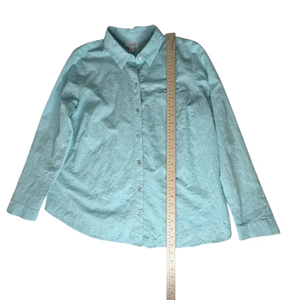 J Jill Blue Floral Paisley Embroidered Cotton Button Down Shirt Small Western - Image 7