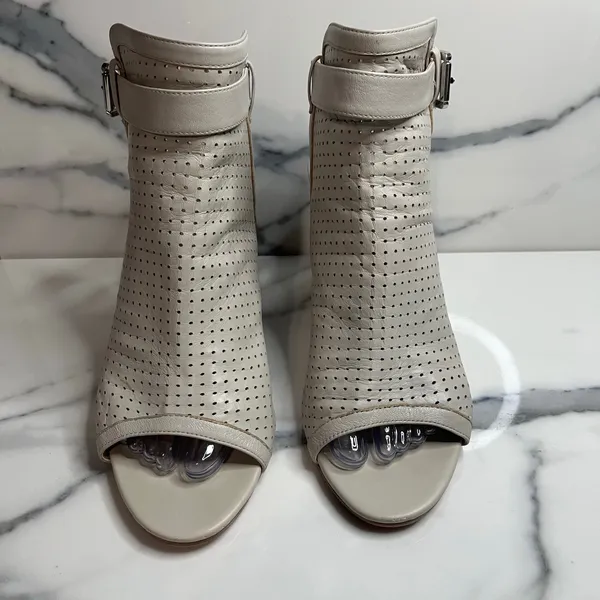 Sam Edelman Wmns Gray Leather Emmie Sandals Sz 10 Block Heel Festival Boho FLAW - Image 2