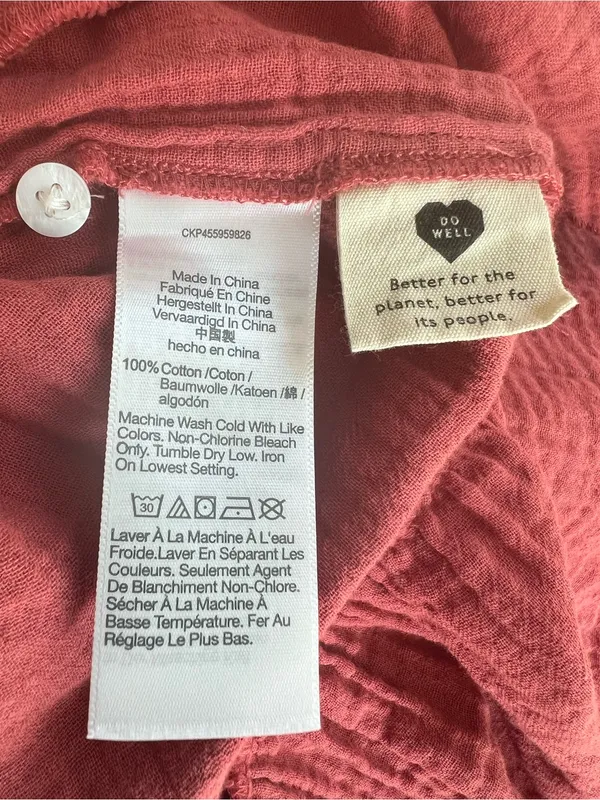 Madewell Gauze Tiered Mini Dress Pink Size 8 V-Neck Long Sleeve - Image 6