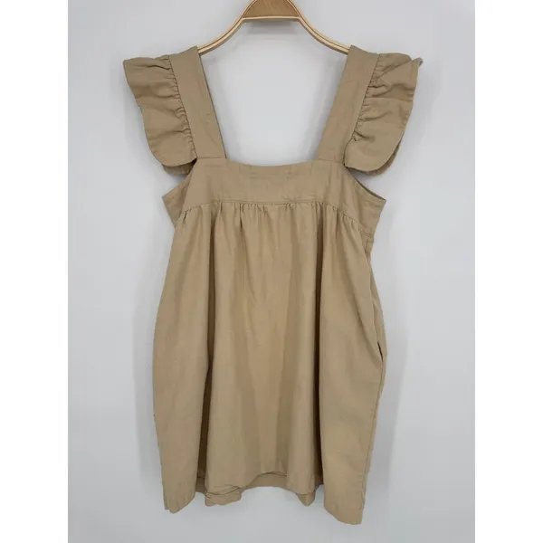 Tuckernuck Pomander Place Camellia Flutter Sleeve Mini Dress XS Tan Coastal Boho - Image 7
