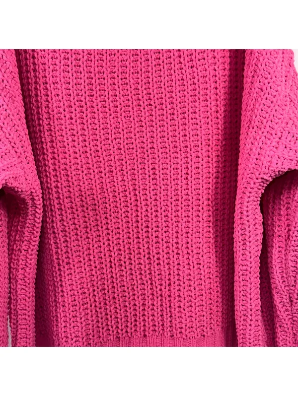 American Eagle Outfitters Women’s XS Hot Pink Chunky Knit Sweater Oversized - Image 3