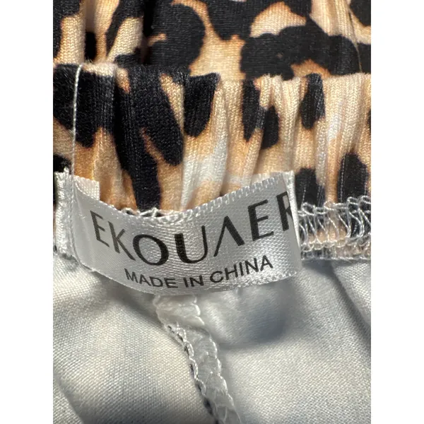 Ekouaer Women's 2XL‎ Leopard Print Pajama Set Top and Wide Leg Pants Loungewear - Image 5