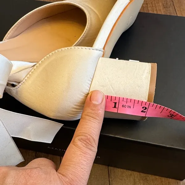 Azazie Cream Heels with Bow and Pearl Accent - Image 11