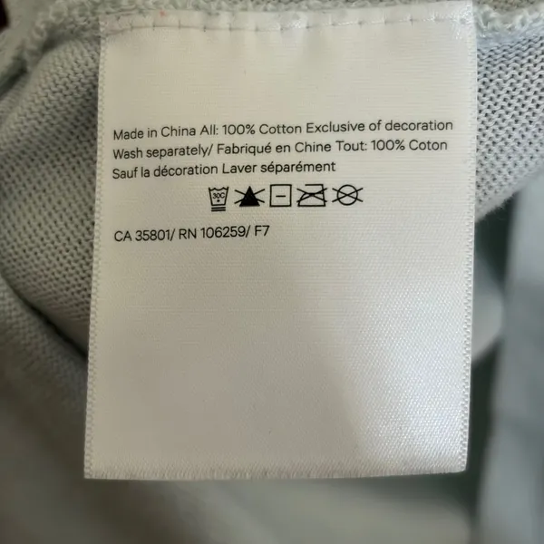 Lululemon 100% Cotton Long Sleeve‎ Knit Sweater Light Blue Mint Green Size 4 - Image 6