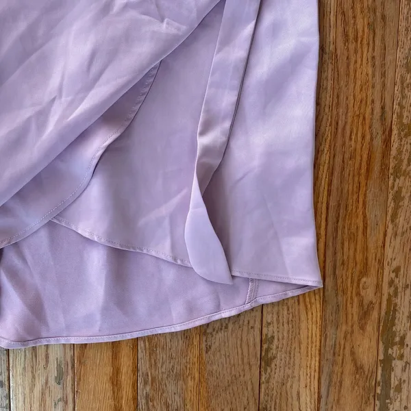 The Clothing Company pink mauve pastel purple cowl neck wrap bow formal mini dress - Image 6