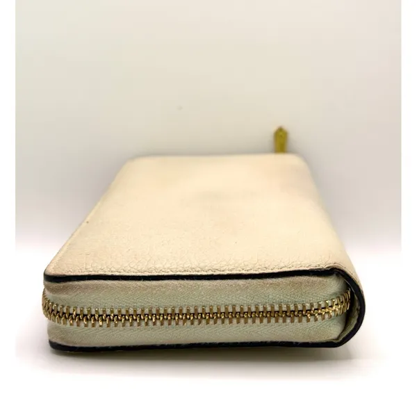 Gucci GG Two Tone Hardware Cream Leather Zip Around Wallet - Image 5