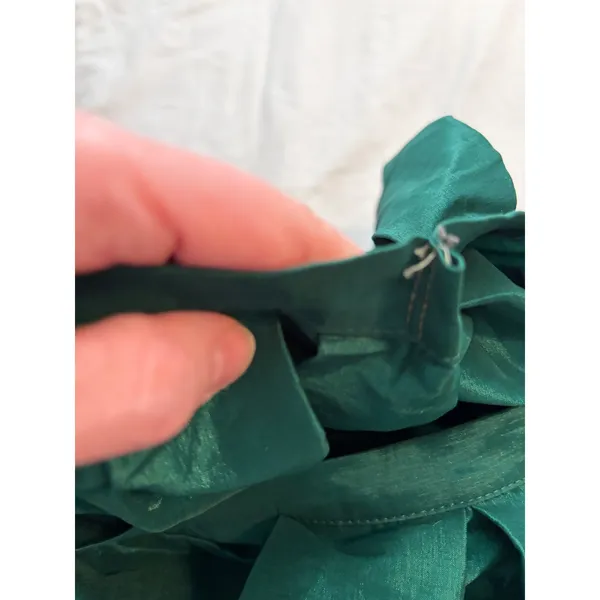 Super Skirt Pleated Midi Emerald Green Shimmer Taffeta High‎ Waisted Small - Image 5