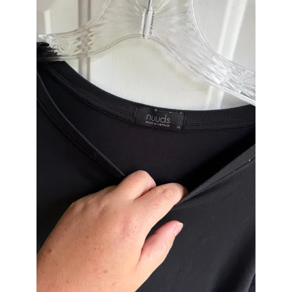 Nuuds Women's XL Vintage Cotton Long Sleeve Relaxed Everyday T-Shirt in Black - Image 4