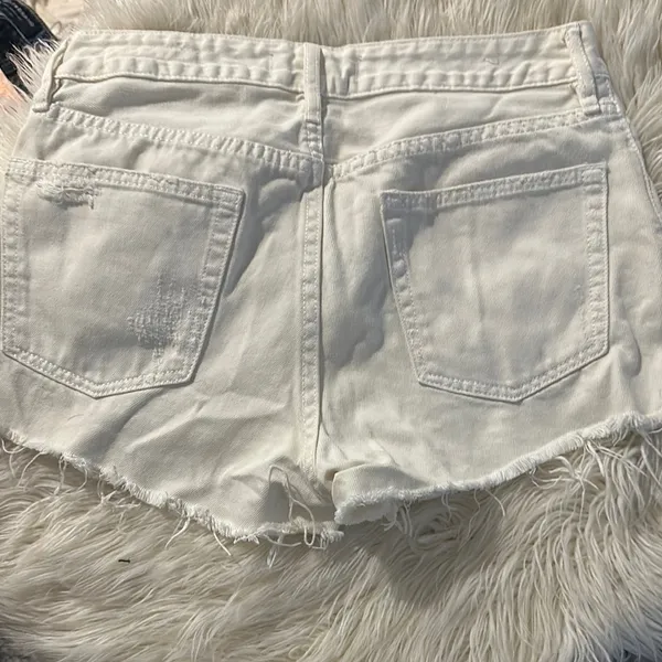PacSun White Jean Shorts with Distressed Frayed Hem - Image 2