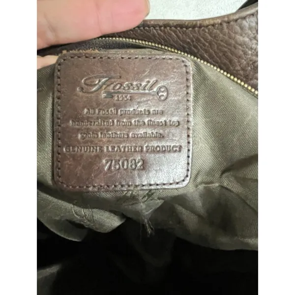 Fossil 1954 Large Brown Pebbled Leather Shoulder Bag Charm Women’s - Image 14
