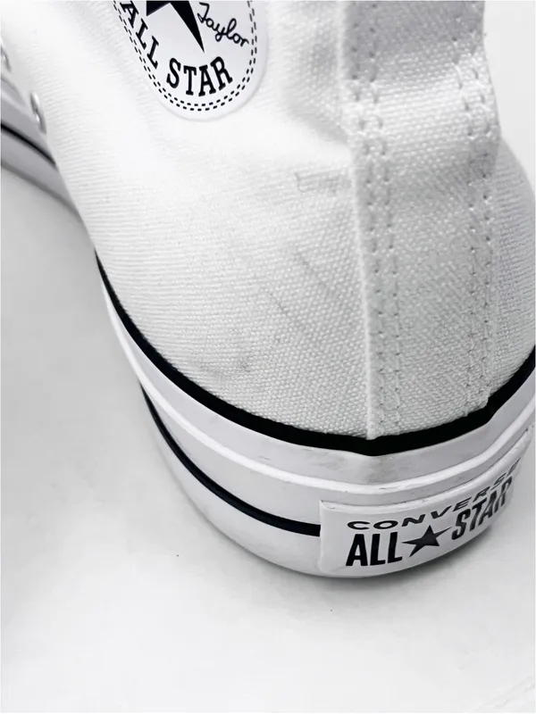 CHUCK TAYLOR ALL STAR CONVERSE White Platform Lace Up High Top Sneakers Size 10 - Image 12