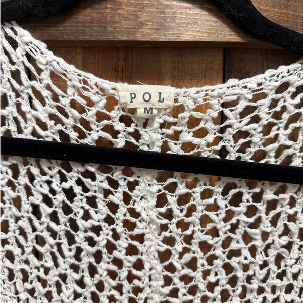 POL White Knit Open Cardigan with pocket very long size M - Image 2
