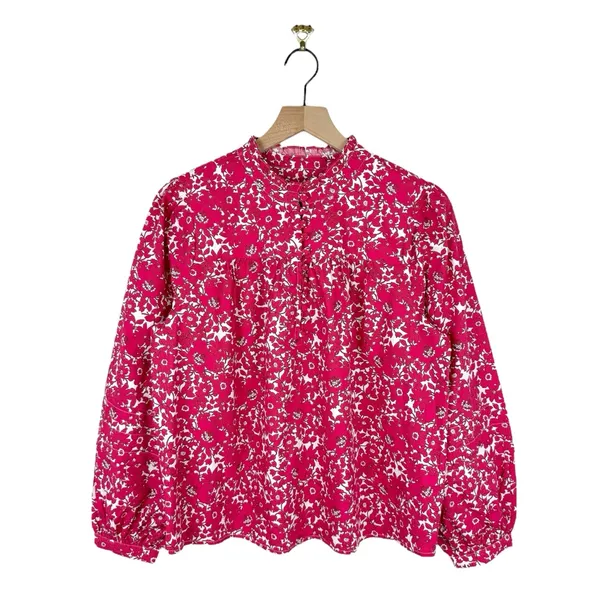 J. Crew Floral Popover Blouse Blushing Meadow Sz S NWT - Image 3