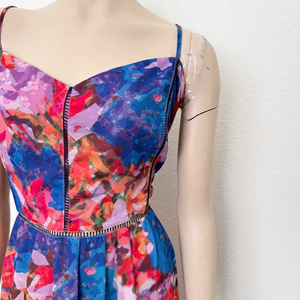 [City Chic] Blue Purple Abstract Floral Print Stained Glass Maxi Dress Sz 20 / L - Image 9