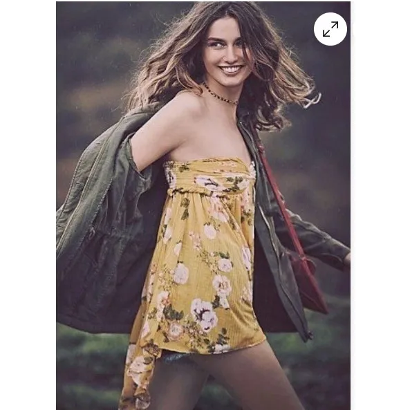 Free People Mustard Floral Halter High-Low Tunic Top XS - Image 13